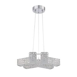 Elegant CARINA Series 6-Light Optic Crystal Pendant in Chrome - Adjustable 20 in. Lighting Fixture