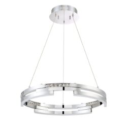 Modern 24 SATERN LED Ring Pendant with Crystal Insets - Dimmable Black Stainless Lighting