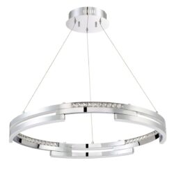 SATERN 30 LED Ring Pendant Light - Chrome Finish, 50W Dimmable Metal & Acrylic Design