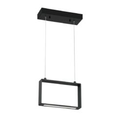 QUADRON Small Black LED Pendant Light - Modern Metal Design, 9W Integrated LED, ETL Approved