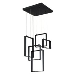 QUADRON 5-Light Black LED Pendant - Modern Metal Lighting Fixture for Home Decor