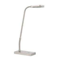 Kendall TAVV LED Desk Lamp Satin Nickel, Dimmer Control, Multi-Positional Flex Neck, 5-Year Warranty