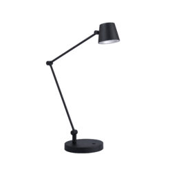 TESA Black LED Desk Lamp with USB Port, Adjustable Height, Push Dimmer, 700 lm, 3000K Light
