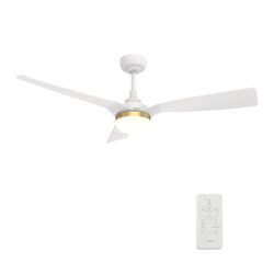 Spezia 52-inch Indoor/Damp Rated Outdoor Smart Ceiling Fan, Dimmable LED Light Kit & Remote Control, Works with Google Assistant, Amazon Alexa, and Siri Shortcuts.