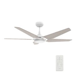 Woodrow 52'' Smart Ceiling Fan with Remote, Light Kit Included, Works with Google Assistant, Amazon Alexa, and Siri Shortcuts.