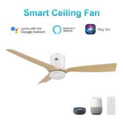 Spezia 52-inch Indoor/Damp Rated Outdoor Smart Ceiling Fan, Dimmable LED Light Kit & Remote Control, Works with Alexa/Google Home/Siri