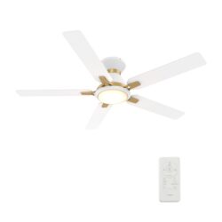 Espear 52-inch Smart Ceiling Fan with Remote, Light Kit Included, Works with Google Assistant, Amazon Alexa, and Siri Shortcuts.