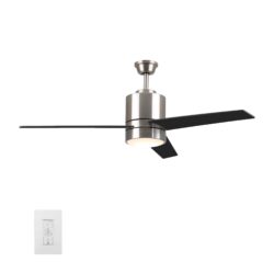 Raiden 52-inch Indoor Smart Ceiling Fan with LED Light Kit and Wall Control, Works with Google Assistant, Amazon Alexa, and Siri Shortcuts.