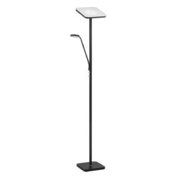 Kendall ELLA Black Satin Nickel LED Torchiere with Adjustable Light and Dual Hand Dimmers
