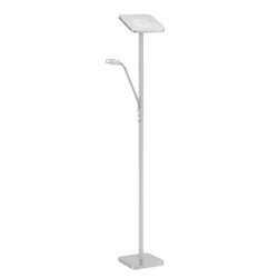 Kendall ELLA Satin Nickel LED Torchiere with Pivoting Uplight and Adjustable Reading Light