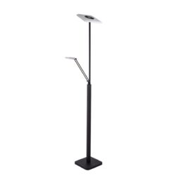 Kendall IBIZA Black LED Torchiere with Reading Light, Dual Dimmers, 72” Tall, ETL Listed