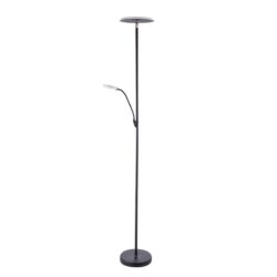 Kendall IGGY Black LED Torchiere with Reading Light and Dual Dimmers - Modern Lighting Solution
