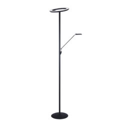 Kendall NOLA Black & Satin Nickel LED Torchiere with Adjustable CCT and Dimmers