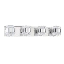 Kendall Lighting BAZIL 4-Light Chrome Vanity Light with Crystal Glass for Elegant Bathrooms