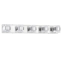 Kendall Lighting BAZIL 5-Light Chrome Vanity Light with Crystal Glass for Elegant Bath Lighting