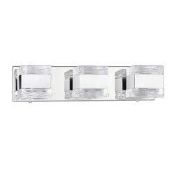 Kendall CUBIX 3-Light Chrome Vanity Light with Etched Glass Dimmable G9 Bulbs for Modern Bathrooms