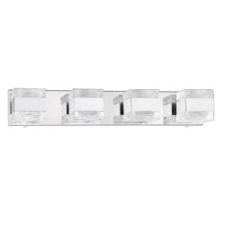 Kendall CUBIX 4-Light Chrome Vanity Light Dimmable G9 Fixture with Etched Glass for Modern Bathrooms