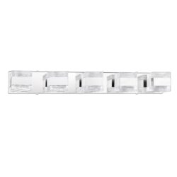 Kendall Lighting CUBIX 5-Light Chrome Vanity Light with Etched Glass and G9 Bulbs for Stylish Bathrooms