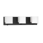 Kendall Lighting VEGA 3-Light Black Vanity Light with White Glass G9 Dimmable Fixture