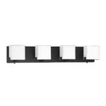 Kendall Lighting VEGA 4-Light Black Vanity Light with White Glass for Stylish Bath Décor