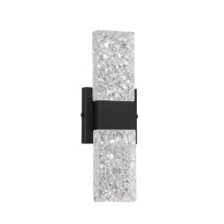 Kendall Lighting GLACIER 2-Light LED Black Vanity Light with Icelandic Rock Glass Shade