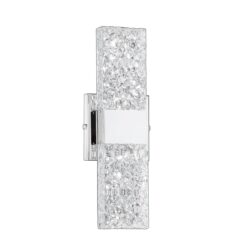 Kendall Lighting Glacier 2-Light LED Chrome Vanity Light with Icelandic Rock Glass Shade