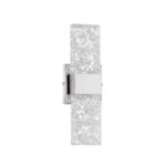 Kendall Lighting GLACIER 2-Light LED Chrome Vanity Light with Frosted Glass Shade for Modern Bathrooms