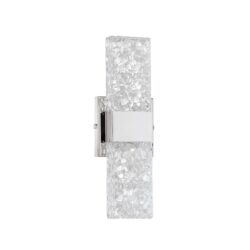 Kendall Lighting GLACIER 2-Light LED Chrome Vanity Light with Frosted Glass Shade for Modern Bathrooms