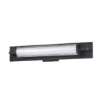 Kendall Lighting SABRA 23" LED Black Vanity Light with Clear Ribbed Glass and Dimmable Integrated Bulb