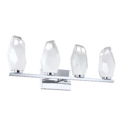 Kendall Lighting Soren 4-Light Chrome Vanity Light with Ice Glass Shade for Modern Bathrooms