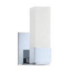 Kendall Lighting Madison 1-Light Chrome Vanity Light with Square White Glass for Elegant Bathrooms