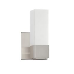 Kendall Lighting Madison 1-Light Satin Nickel Vanity Light with White Glass Shade for Modern Bathrooms