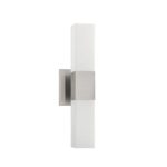 Kendall Lighting Madison 2-Light Satin Nickel Vanity Light with White Glass Shade for Modern Bathrooms