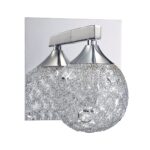 Kendall Lighting SOLARO Chrome Vanity Light with Decorative Mesh Shade and Crystal Inset