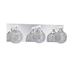 Kendall Lighting Solaro Chrome 3-Light Vanity Light with Decorative Mesh Shades and Crystal Jewels
