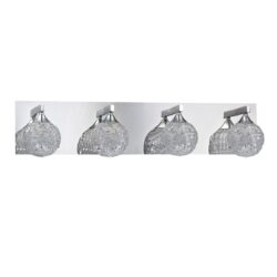 Kendall Lighting SOLARO 4-Light Chrome Vanity Light with Decorative Mesh Shades and Crystal Insets