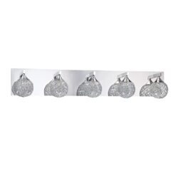 Kendall SOLARO 5-Light Chrome Vanity Light with Mesh Shades and Crystal Accents for Stylish Bathrooms