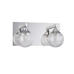Kendall Lighting FYBRA Chrome 2-Light Vanity Light with Stretched Glass Fibers and Clear Globes