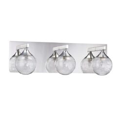 Kendall Lighting FYBRA 3-Light Chrome Vanity Light with Stretched Glass Globes and G9 Bulbs