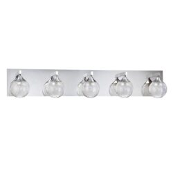 Kendall Lighting FYBRA 5-Light Chrome Vanity Light with Clear Glass Globes and Stretched Fibers
