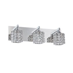 Kendall Shimeria 3-Light Chrome Vanity Light with Optic Crystal Jewels for Elegant Bathroom Decor