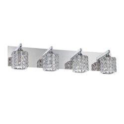 Kendall Shimer 4-Light Chrome Vanity Light with Optic Crystal Jewels for Glamorous Bathroom Style