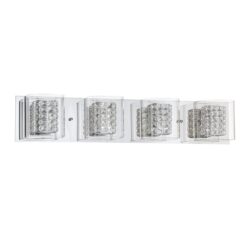 Sleek Chrome 4-Light Vanity Light with Optic Crystals - Modern Bath Lighting Solution