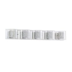 Stylish Chrome 5-Light Vanity Light with Optic Crystals for Luxurious Bathroom Decor
