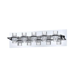 Kendall Lighting Waterford 5-Light LED Vanity Chrome Black Finish Clear Acrylic Shades