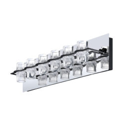 Kendall Lighting Waterford 6-Light LED Vanity Chrome Black Finish with Clear Etched Acrylic Shades