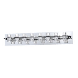 Kendall Lighting Waterford 8-Light LED Vanity Chrome Black Finish Clear Acrylic Shades