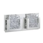 Kendall Lighting ICE-LAVA 2-Light Chrome LED Vanity Light with Ice-Lava Glass for Modern Bathrooms