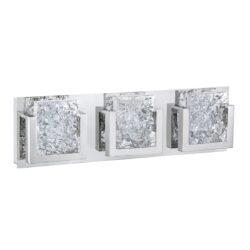 Kendall Lighting ICE-LAVA 3-Light Chrome LED Vanity Light with Ice-Lava Glass and 5-Year Warranty