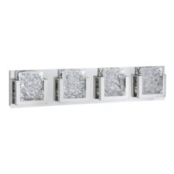 Kendall Lighting ICE-LAVA 4-Light Chrome LED Vanity Light with Ice-Lava Glass and 5-Year Warranty